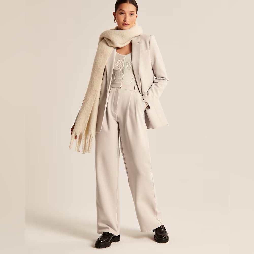 Abercrombie & Fitch Sloane Trousers Size L Long Light Taupe